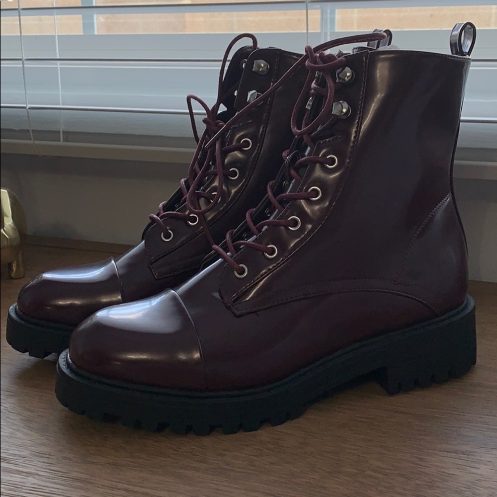 Oxblood combat boots